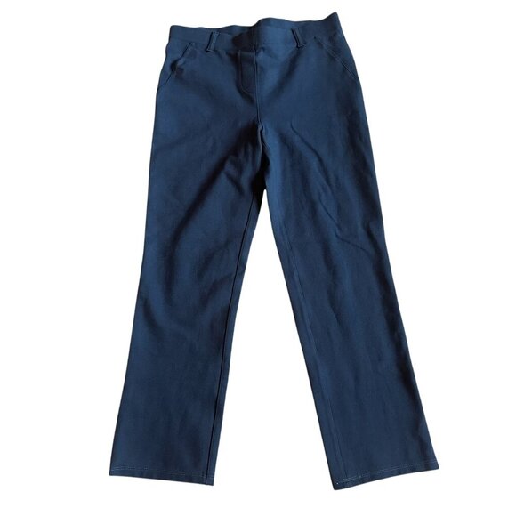 Quince Navy Blue Pull-On Cropped Length Pants Slacks Stretch Pointe Medium P - Picture 1 of 11